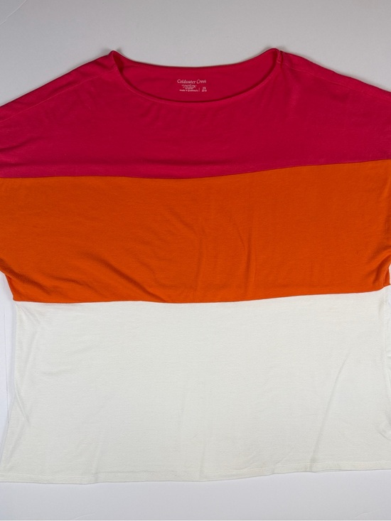 Coldwater Creek Tops - Coldwater Creek Pink Orange Cream Colorblock Scoop Neck Dolman Tee 2X